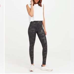 spanx faux leather camo leggings